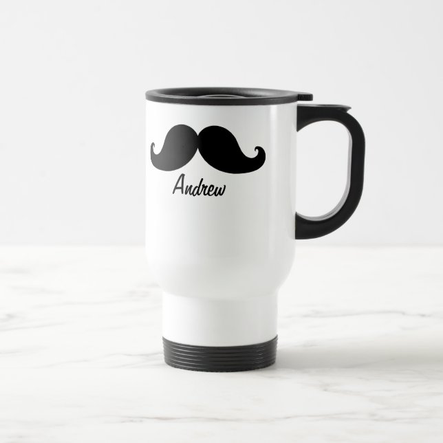 MUG DE VOYAGE LA MEILLEURE MOUSTACHE NOIRE PERSONNALISÉE (Droite)