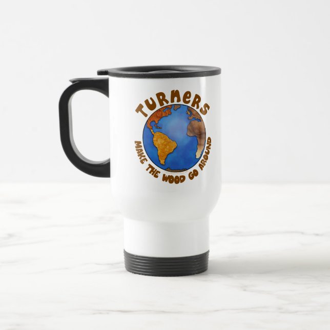 Mug De Voyage La terre drôle de Woodturning de globe de (Gauche)