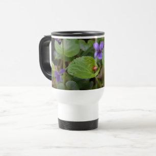 Mug De Voyage Ladybug sur les fleurs de violet doux