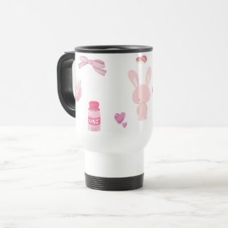 Mug De Voyage Lapin au Lait de Fraise Rose Pâle Mignon