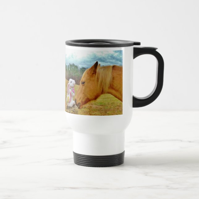 Mug De Voyage Lapin blanc et Cheval jaune (Droite)