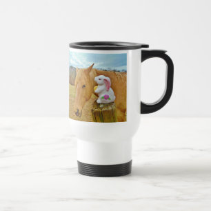 Mug De Voyage Lapin blanc et cheval jaune blond