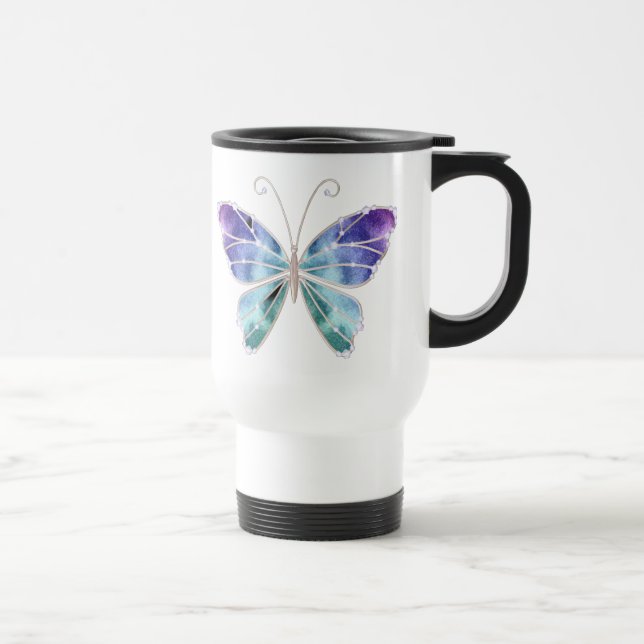 Mug De Voyage Le cool ombrage le papillon d'ailes d'arc-en-ciel (Droite)