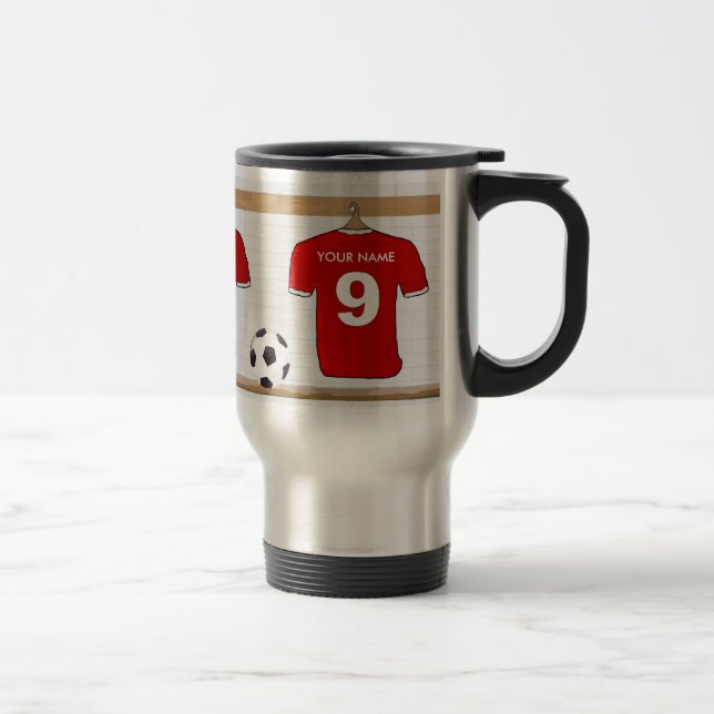 Mug De Voyage Le football Jersey rouge et blanc personnalisé du (Droit)