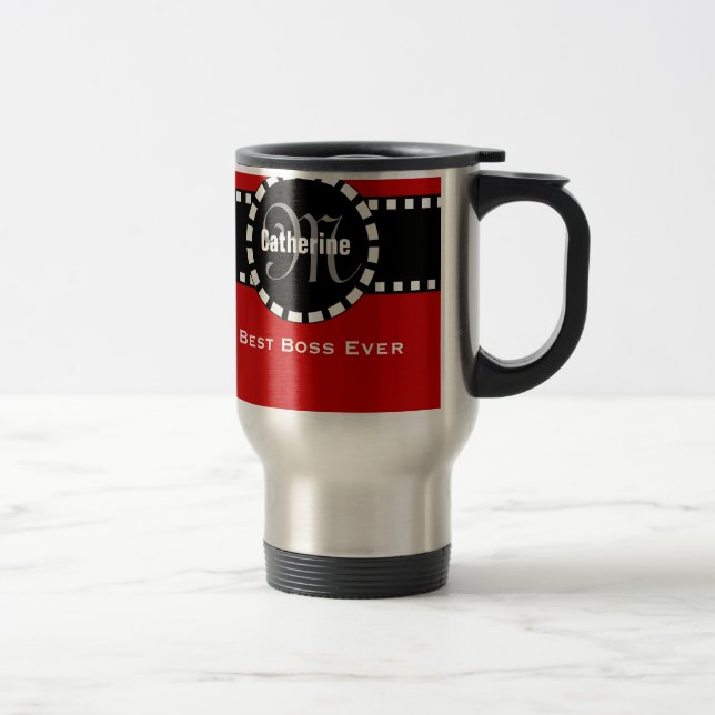 Mug De Voyage Le meilleur ROUGE nommé de monogramme et de (Droit)