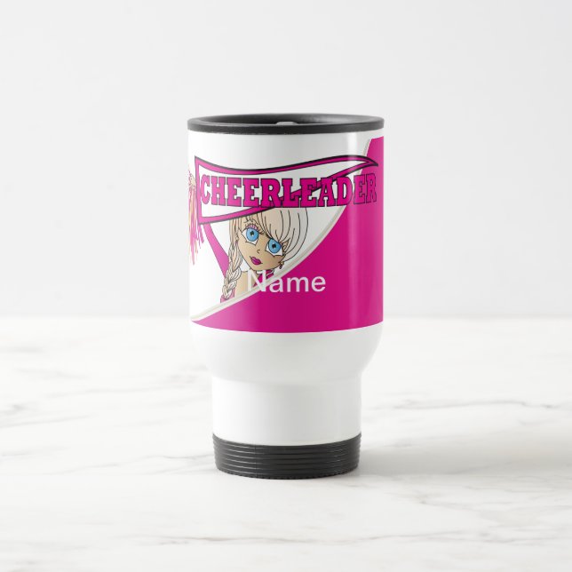 Mug De Voyage Le rose personnalisent le pom-pom girl (Centre)