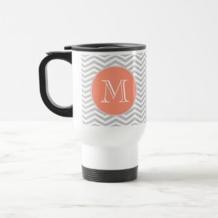 Mug De Voyage L'élégante géométrie de chevrón et monograma
