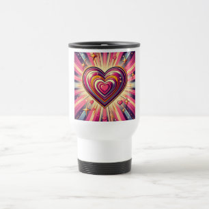 Mug De Voyage les années 70 coeur pop art/Valentines