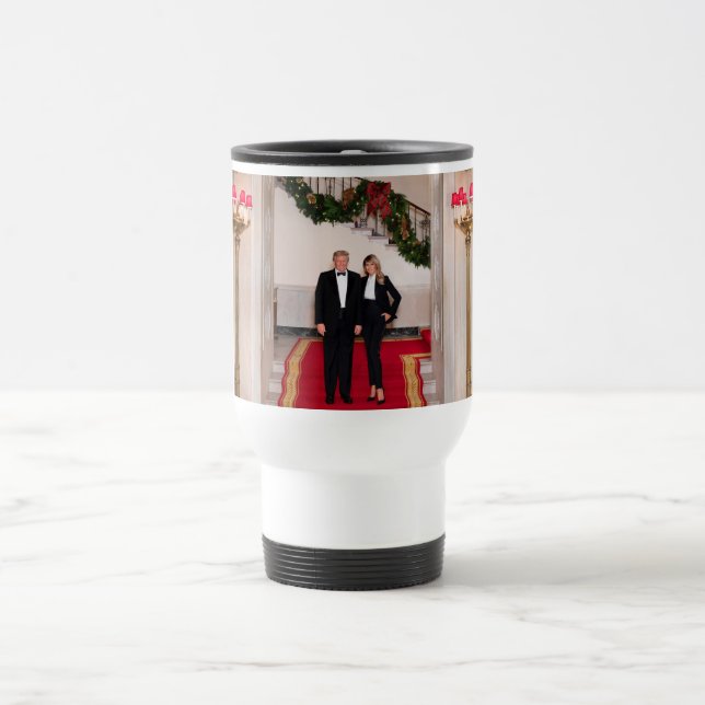 Mug De Voyage Les pas de Noël Président Donald Trump & Melania (Centre)