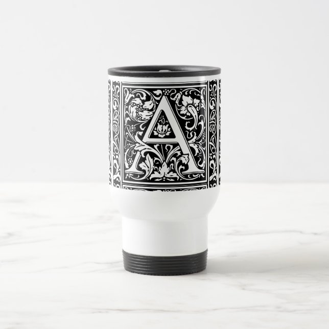 Mug De Voyage Lettre A Monogramme Médiéval Art Nouveau (Centre)
