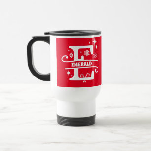 Mug De Voyage Lettre E Noël Monogramme Nom initial Rouge