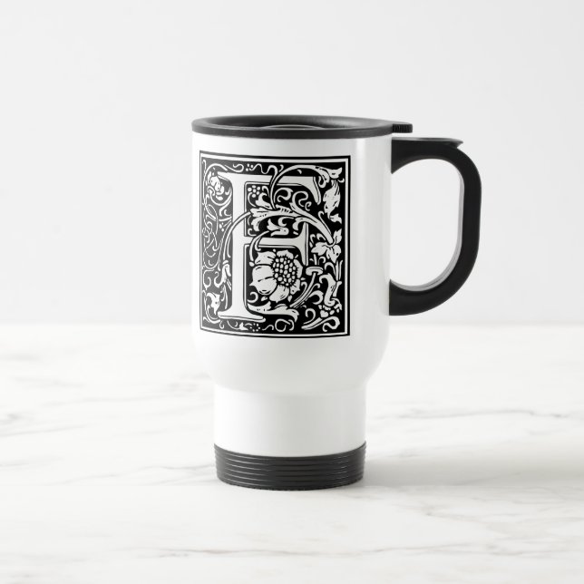 Mug De Voyage Lettre F Monogramme médiéval Art Nouveau (Droite)
