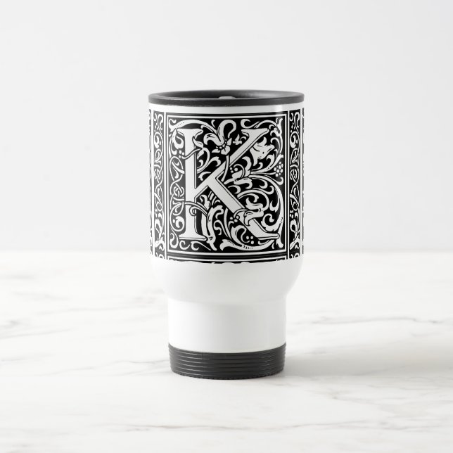 Mug De Voyage Lettre K Monogramme médiéval Art Nouveau (Centre)
