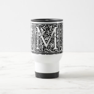 Mug De Voyage Lettre M Monogramme médiéval Art Nouveau