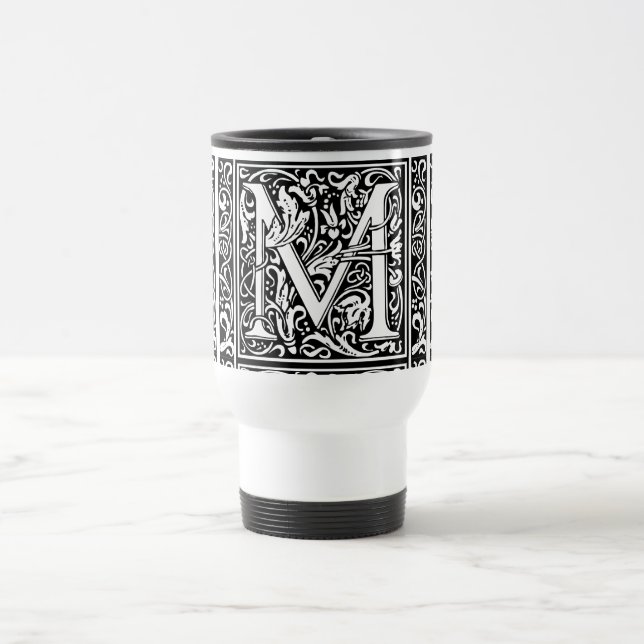 Mug De Voyage Lettre M Monogramme médiéval Art Nouveau (Centre)