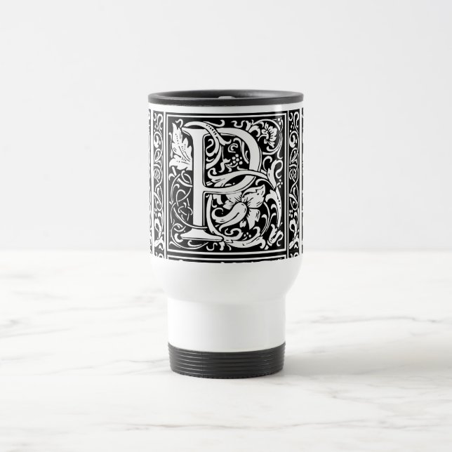 Mug De Voyage Lettre P Monogramme médiéval Art Nouveau (Centre)
