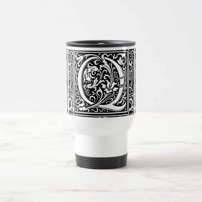 Mug De Voyage Lettre Q Monogramme médiéval Art Nouveau (Centre)