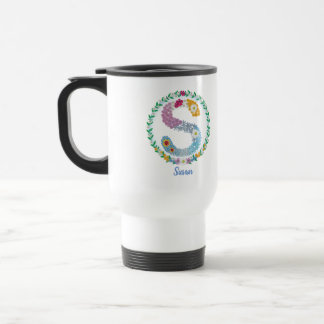 Mug De Voyage Lettres de fleurs "S" initiales avec nom personnal