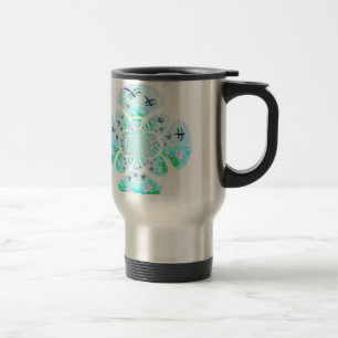 Mug De Voyage Libellule abstraite d'étang de nénuphar