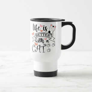Mug De Voyage Life is Better With a Cat quote slogan