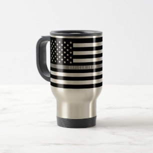 Mug De Voyage Ligne grise mince monogramme de drapeau grand