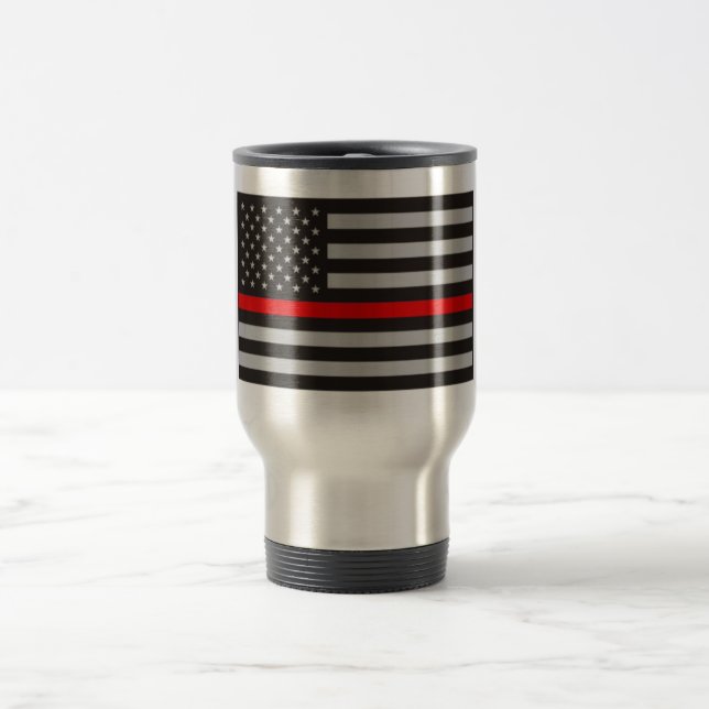 MUG DE VOYAGE LIGNE ROUGE MINCE CAFÉ DE DRAPEAU AMÉRICAIN (Centre)
