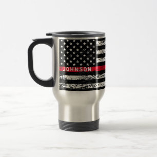 Mug De Voyage Ligne rouge mince des pompiers