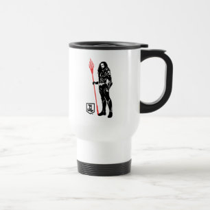 Mug De Voyage Ligue de Justice   Aquaman Pose Noir Pop Art