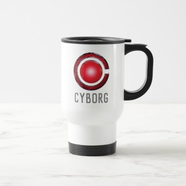 Mug De Voyage Ligue de Justice | Symbole Cyborg brillant (Droite)