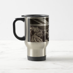 Mug De Voyage Lion fier noir et blanc Union Jack #Brexit