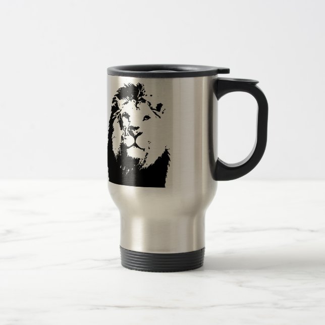 Mug De Voyage Lion noir et blanc (Droit)