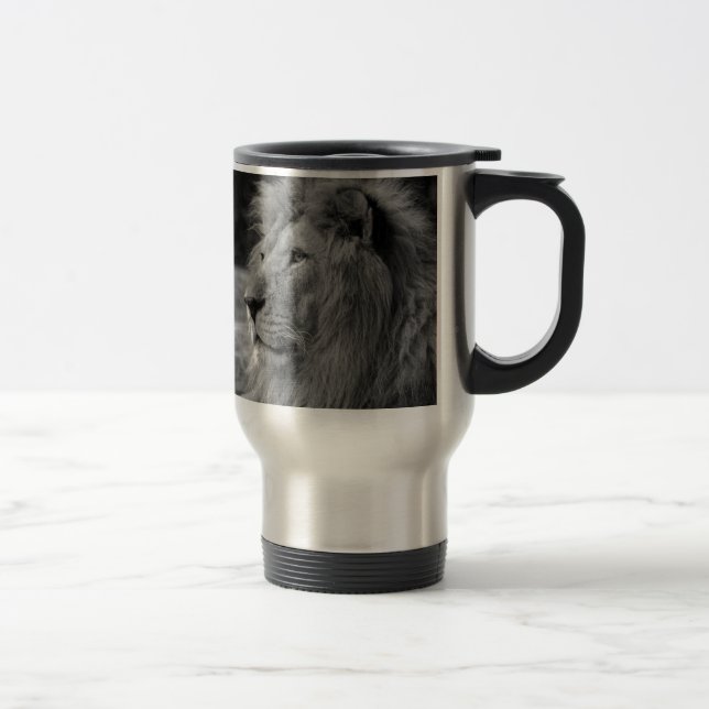 Mug De Voyage Lion noir et blanc - Animal sauvage (Droit)