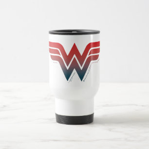 Mug De Voyage Logo du dégradé bleu rouge de Wonoman