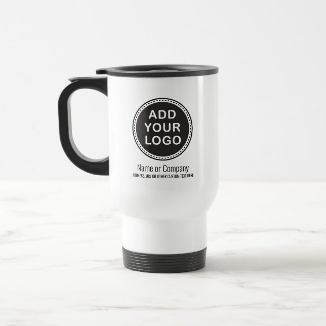 Mug De Voyage Logo fait sur commande et texte d'affaires (Gauche)