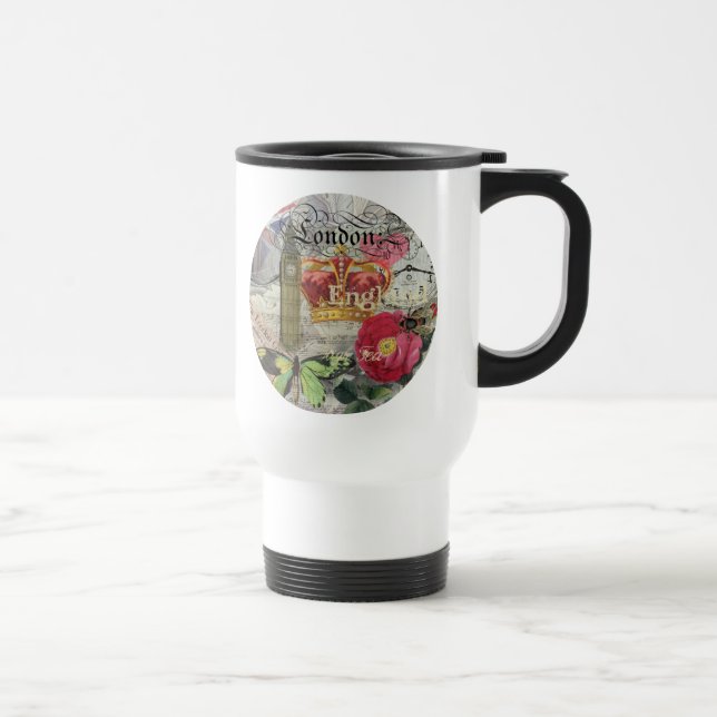 Mug De Voyage Londres Angleterre Voyage Europe Vintage Art (Droite)