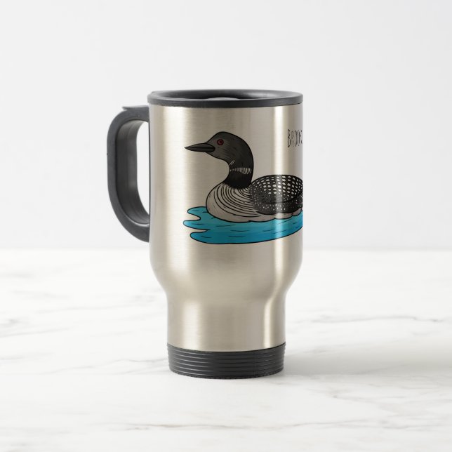 Mug De Voyage Loon bird cartoon illustration  (Devant gauche)