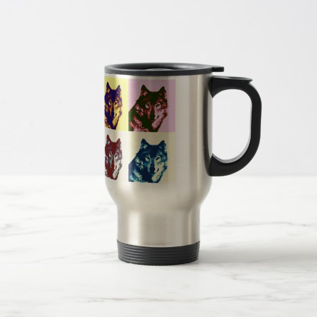 Mug De Voyage Loup d'art pop (Droit)