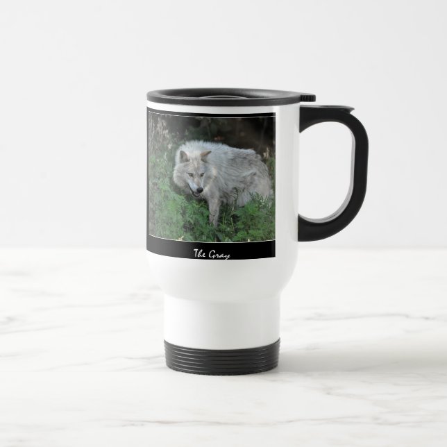 Mug De Voyage Loup gris blanc Faune animal Photo (Droite)