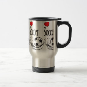 Mug De Voyage Love Red Heart Soccer Ball