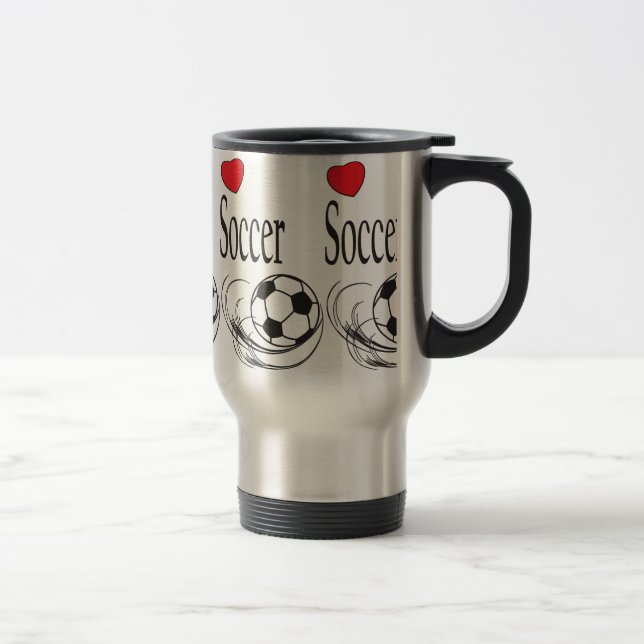 Mug De Voyage Love Red Heart Soccer Ball (Droit)