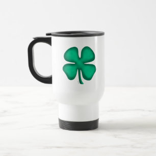 Mug De Voyage Lucky 4 Leaf Irish Clover blanc bouchon