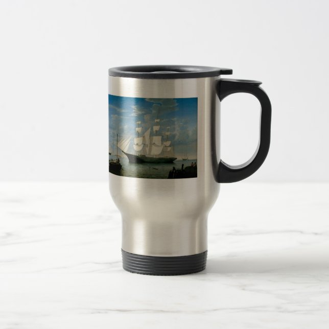 Mug De Voyage Lumière étoile dans le port de Boston (Droit)
