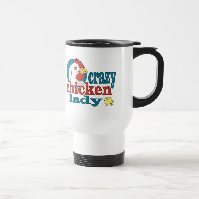 Mug De Voyage Madame folle de poulet de bande dessinée (Droite)
