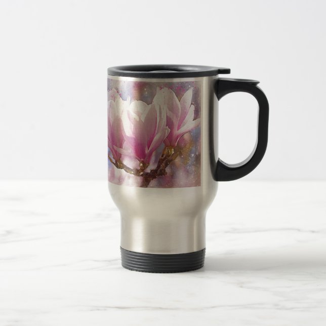 Mug De Voyage Magnolia rose-pourpre en floraison - Fleur de prin (Droit)