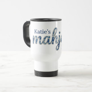 Mug De Voyage Mahjong personnalisé florale Chinoiserie bleue