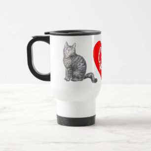 Mug De Voyage Maman de chat mignon chaton tigré gris/argenté