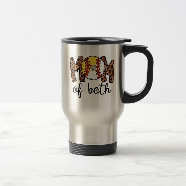 Mug De Voyage Maman Des Deux Softball De Baseball Softball (Droit)