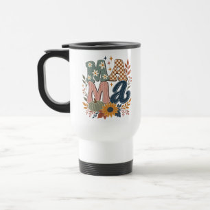 Mug De Voyage Maman rétro groovy automne citrouille tournesol gr