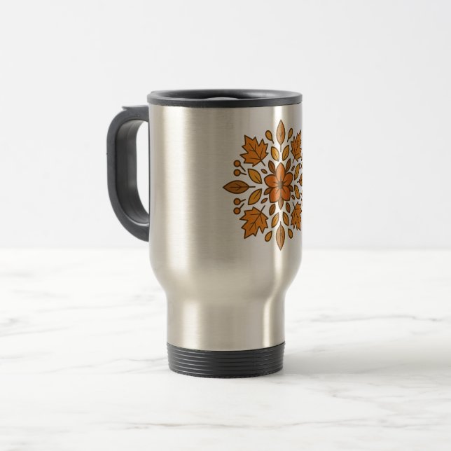 Mug De Voyage Mandala fleur d'automne (Devant gauche)