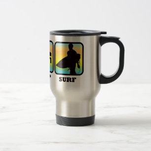 Mug De Voyage Manger Dormir Surfer Silhouette de Surfeur Rétro